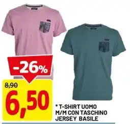 DPiù T-shirt uomo m/m con taschino jersey basile offerta