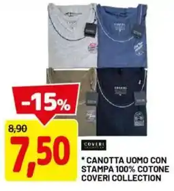 DPiù Canotta uomo con stampa 100% cotone coveri collection offerta
