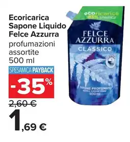 Carrefour Ecoricarica Sapone Liquido Felce Azzurra offerta