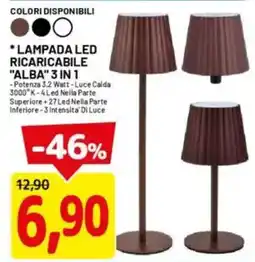 DPiù Lampada led ricaricabile alba 3 in 1 offerta