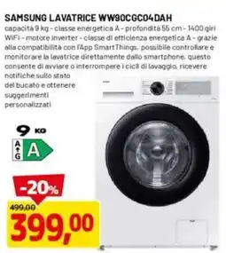 DPiù Samsung lavatrice ww90cgc04dah offerta