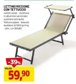DPiù Lettino riccione con tettuccio offerta