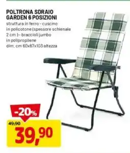 DPiù POLTRONA SDRAIO GARDEN 6 POSIZIONI offerta