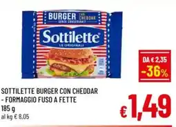 A&O Sottilette burger con cheddar - formaggio fuso a fette offerta