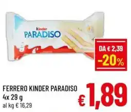 A&O Ferrero kinder paradiso offerta