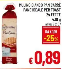 A&O Mulino bianco pan carre pane ideale per toast 24 fette offerta