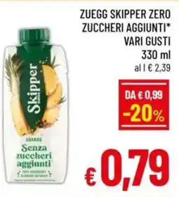A&O Zuegg skipper zero zuccheri aggiunti vari gusti offerta