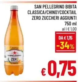 A&O San pellegrino bibita classica/chino/cocktail zero zuccheri aggiunti offerta