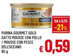 A&O Purina gourmet gold gatto mousse con pollo / mousse con pesce dell'oceano offerta