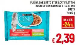 A&O Purina one gatto sterilcat filettini in salsa con salmone e tacchino busta offerta