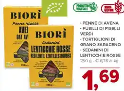 Todis BIORÌ - penne di avena - fusilli di piselli verdi offerta