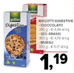 Todis gullón Biscotti digestive - cioccolato - 33% grassi - muesli offerta