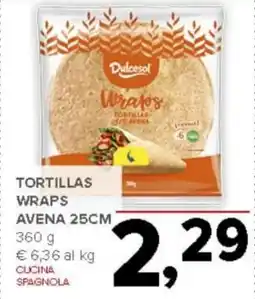 Todis Dulcesol Tortillas wraps avena 25cm offerta