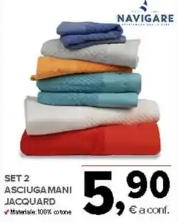 Todis NAVIGARE set 2 asciugamani jacquard offerta
