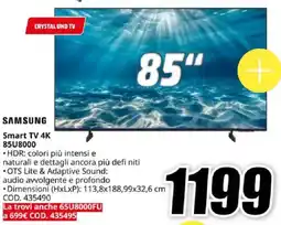 MediaWorld SAMSUNG Smart TV 4K 85U8000 offerta