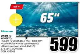 MediaWorld Hisense Smart TV 4K 65E7Q offerta