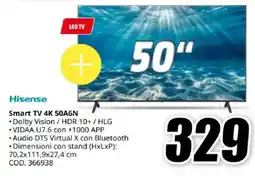 MediaWorld Hisense Smart TV 4K 50A6N offerta