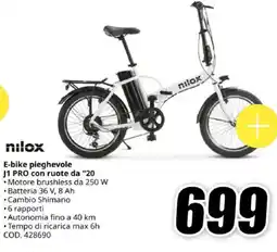MediaWorld nilox E-bike pieghevole J1 PRO con ruote da "20 offerta