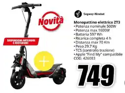 MediaWorld Segway-Ninebot Monopattino elettrico ZT3 offerta
