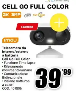 MediaWorld IMOU Telecamera da interno/esterno a batteria Cell Go Full Color offerta