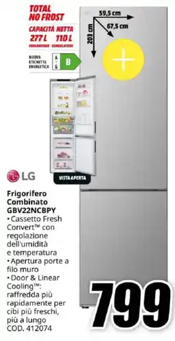 MediaWorld LG Frigorifero Combinato GBV22NCBPY offerta