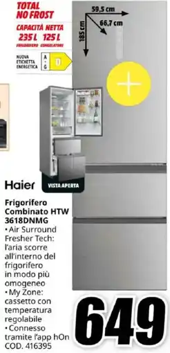 MediaWorld Haier Frigorifero Combinato HTW 3618DNMG offerta