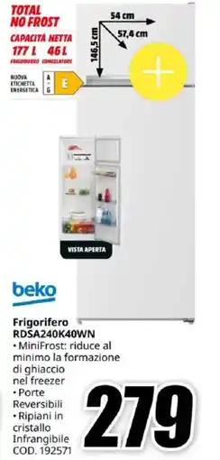 MediaWorld beko Frigorifero RDSA240K40WN offerta