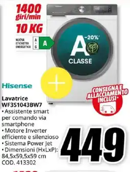MediaWorld Hisense Lavatrice WF3S1043BW7 offerta