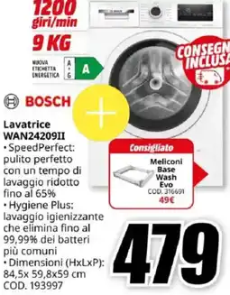 MediaWorld BOSCH Lavatrice WAN2420911 offerta