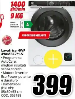 MediaWorld Hoover Lavatrice HWP 49AMBC7/1-S offerta