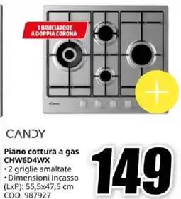 MediaWorld CANDY Piano cottura a gas CHW6D4WX offerta