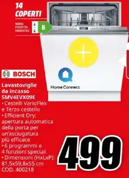 MediaWorld BOSCH Lavastoviglie da incasso SMV4EVX09E offerta