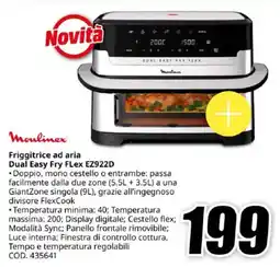 MediaWorld Moulinex Friggitrice ad aria Dual Easy Fry Flex EZ922D offerta