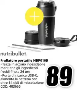 MediaWorld nutribullet. Frullatore portatile NBP016B offerta