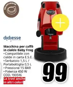 MediaWorld didiesse Macchina per caffè in cialde Baby Frog offerta