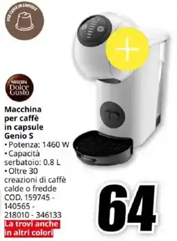 MediaWorld NESCAFE Dolce Gusto Macchina per caffè in capsule Genio S offerta