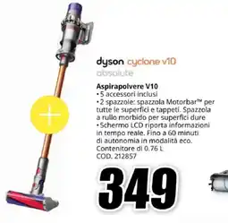 MediaWorld dyson cyclone v10 absolute Aspirapolvere V10 offerta