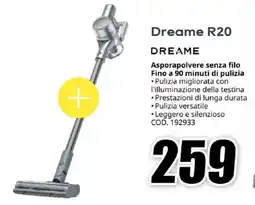 MediaWorld Dreame R20 DREAME Asporapolvere senza filo Fino a 90 minuti di pulizia offerta
