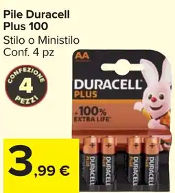 Carrefour Market Pile Duracell Plus 100 offerta