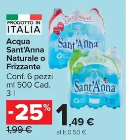 Carrefour Market Acqua Sant'Anna Naturale o Frizzante offerta