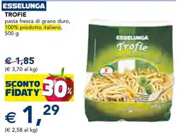 Esselunga TROFIE pasta fresca di grano duro offerta