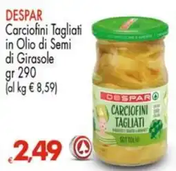 Despar DESPAR Carciofini Tagliati in Olio di Semi di Girasole offerta