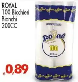 Despar ROYAL 100 Bicchieri Bianchi 200CC offerta