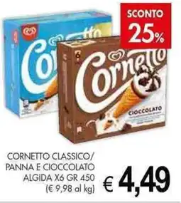 PrestoFresco Cornetto classico/ panna e cioccolato ALGIDA offerta
