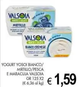 PrestoFresco Yogurt yosoi bianco/ mirtillo/pesca e maracuja VALSOIA offerta