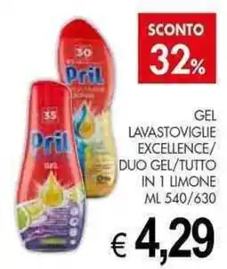 PrestoFresco Gel lavastoviglie excellence/ duo gel/tutto in 1 limone Pril offerta
