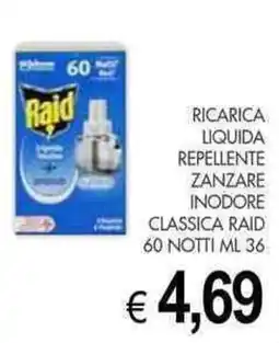 PrestoFresco Ricarica liquida repellente zanzare inodore classica raid 60 notti offerta