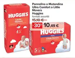 Carrefour Pannolino o Mutandina Ultra Comfort o Little Movers Huggies offerta