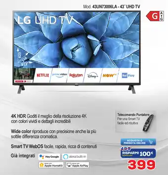 Euronics LG UHD TV 43" 43UN73006LA offerta