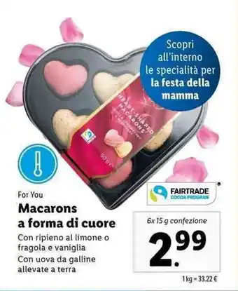 Lidl Macarons a forma di cuore 6x15g offerta